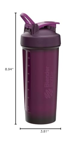 BlenderBottle Classic V2 Shaker Bottle Perfect for Protein Shakes and Pre Workout, 28-Ounce, Clear/Black