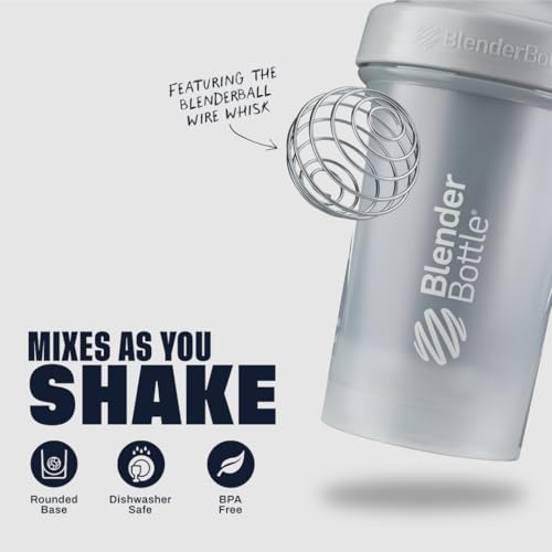 BlenderBottle Classic V2 Shaker Bottle Perfect for Protein Shakes and Pre Workout, 28-Ounce, Clear/Black