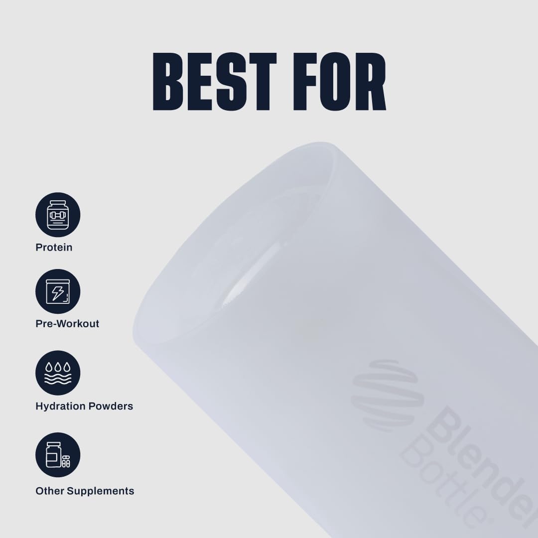 BlenderBottle Classic V2 Shaker Bottle Perfect for Protein Shakes and Pre Workout, 28-Ounce, Clear/Black