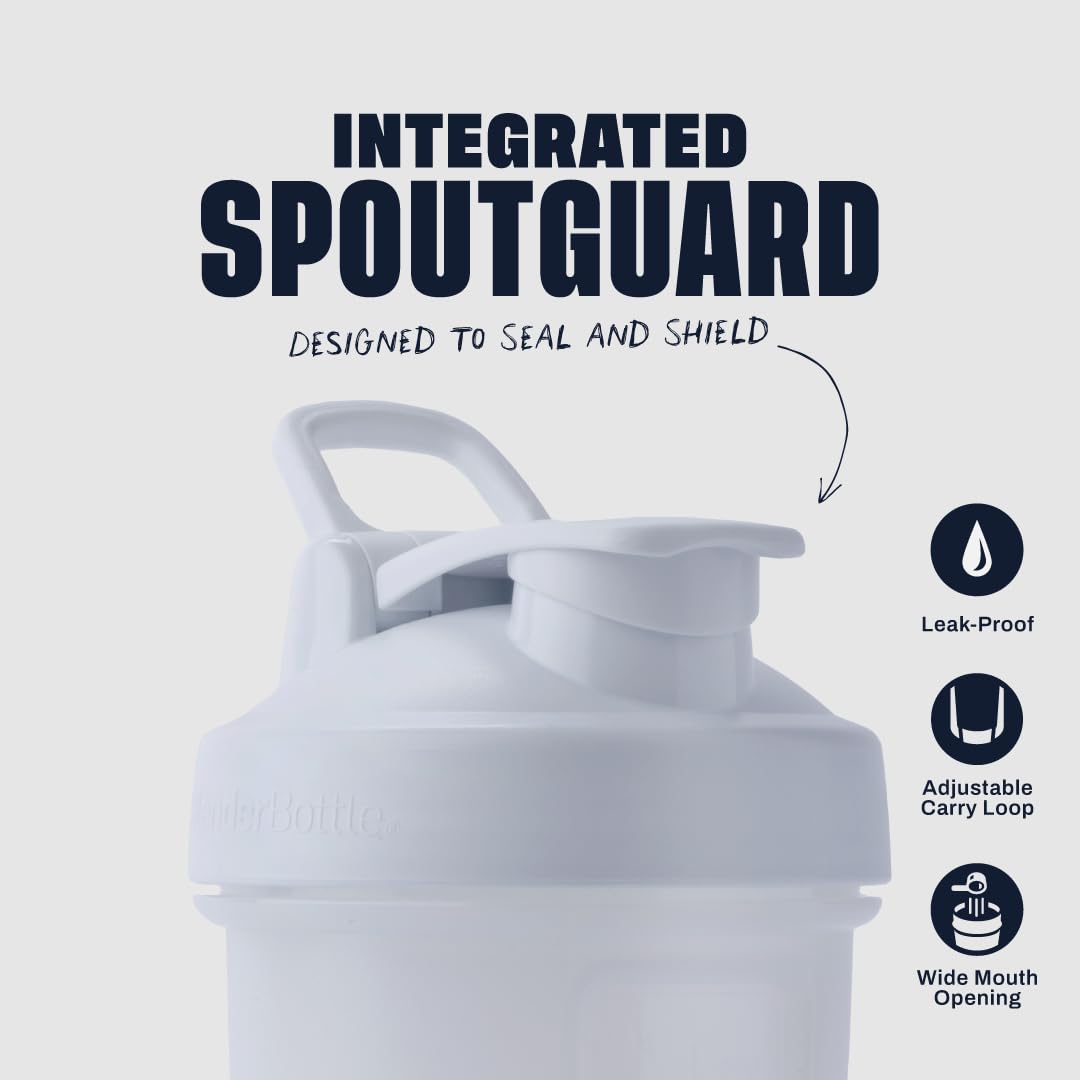 BlenderBottle Classic V2 Shaker Bottle Perfect for Protein Shakes and Pre Workout, 28-Ounce, Clear/Black