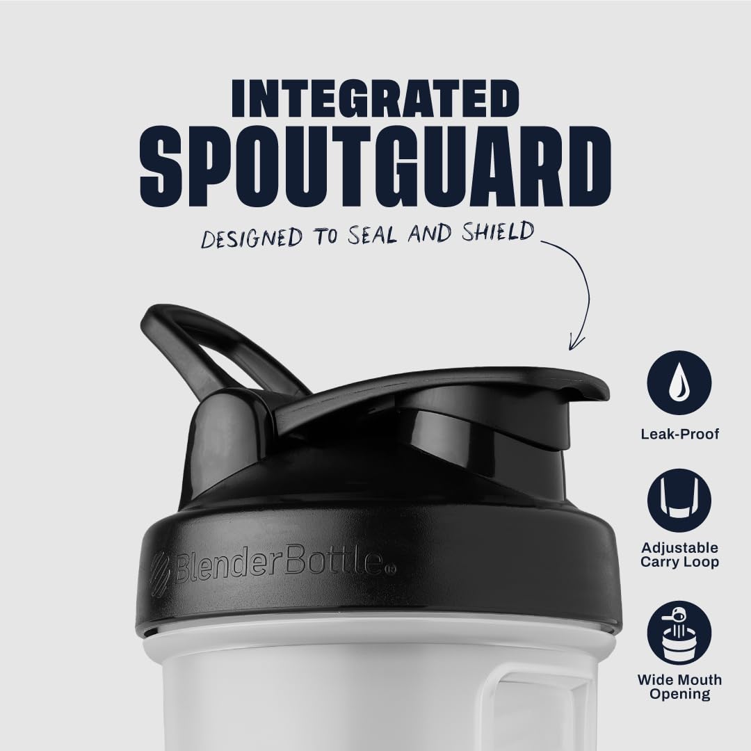 BlenderBottle Classic V2 Shaker Bottle Perfect for Protein Shakes and Pre Workout, 28-Ounce, Clear/Black