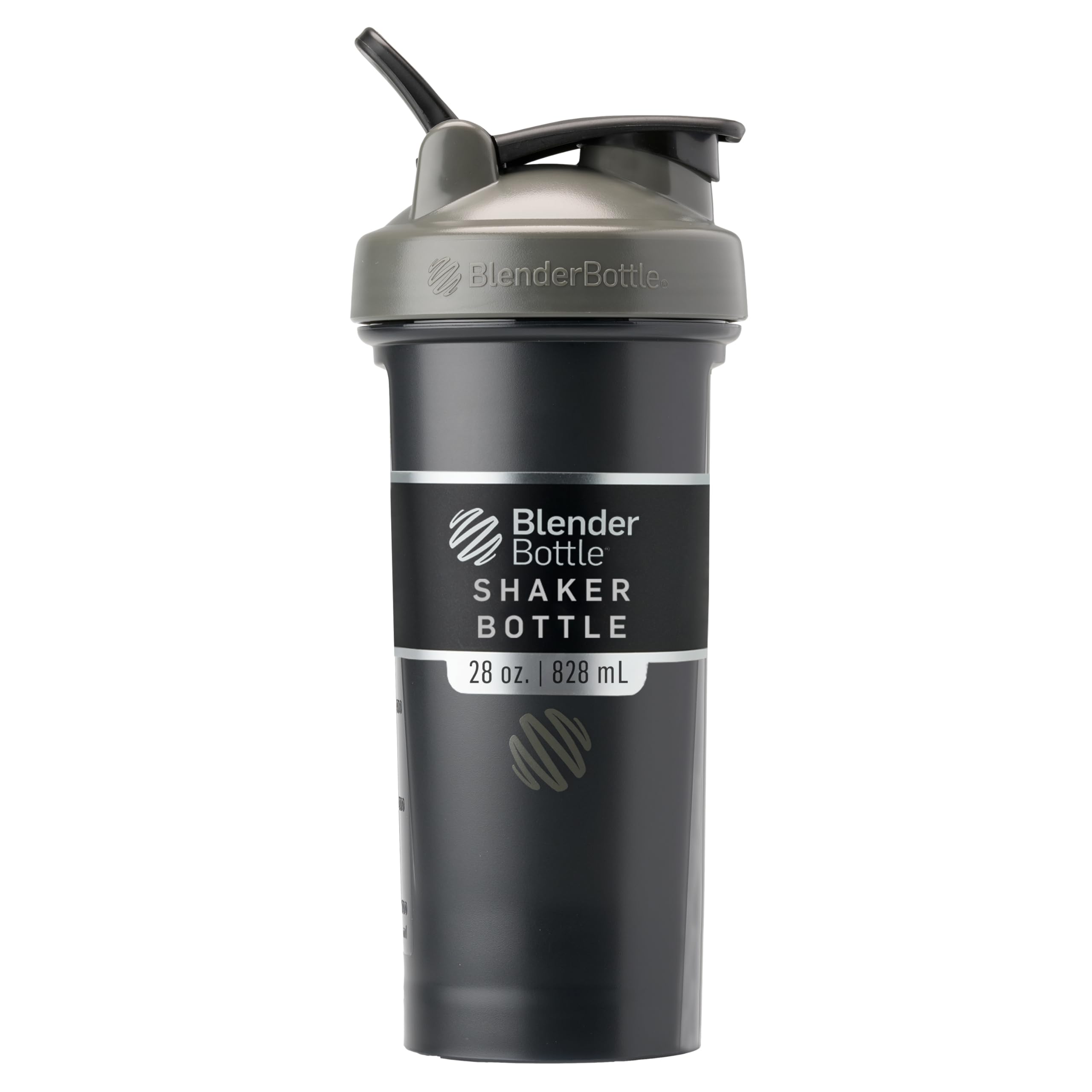 BlenderBottle Classic V2 Shaker Bottle Perfect for Protein Shakes and Pre Workout, 28-Ounce, Clear/Black